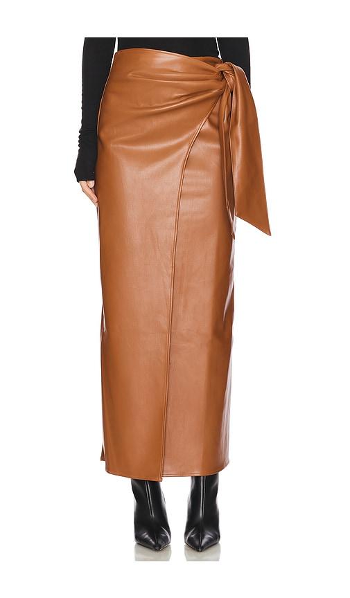 all the ways kassidy faux leather skirt in brown.
