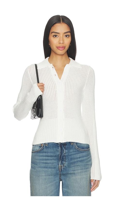 all the ways kelly button up sweater in white.