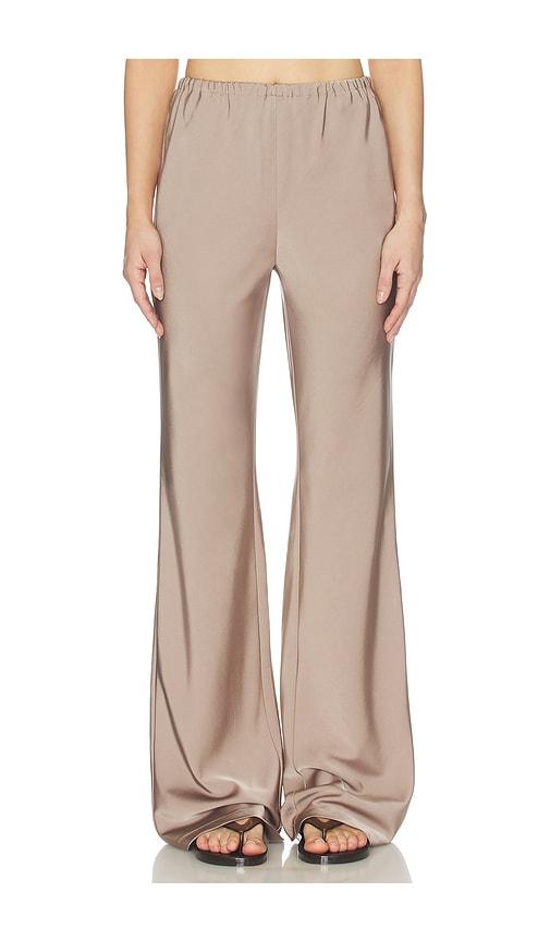 all the ways larissa satin pant in taupe.