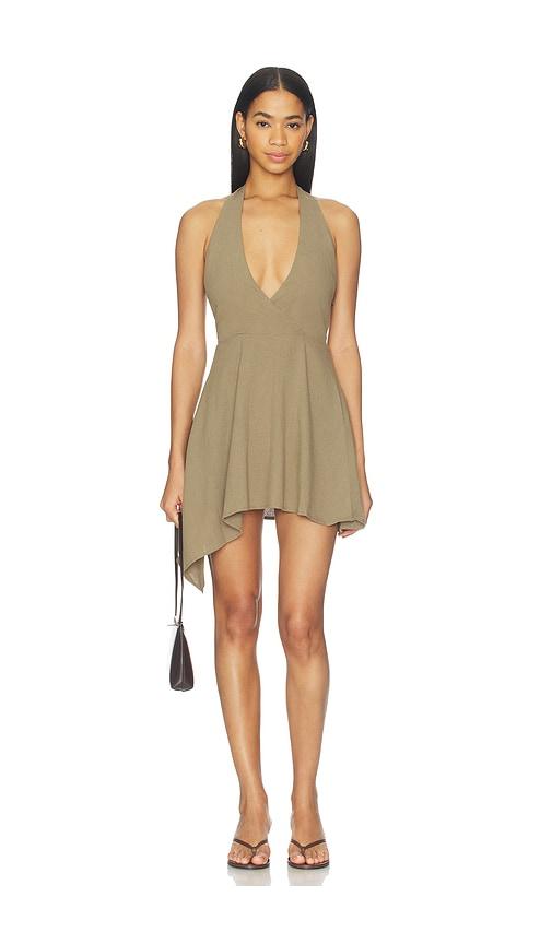 all the ways lola halter mini dress in olive.