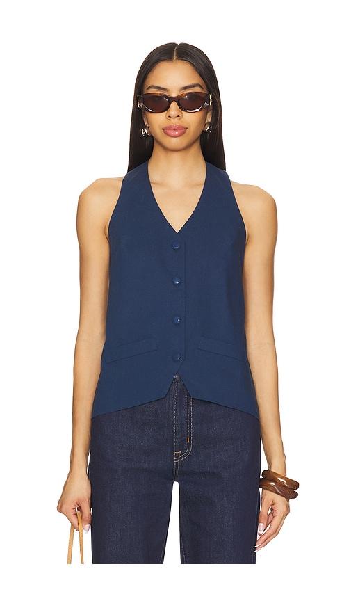 all the ways rhae open back vest in navy.