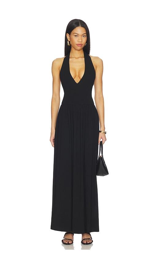 all the ways tenley halter maxi dress in black.