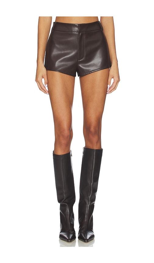 all the ways vandelia faux leather short in chocolate.