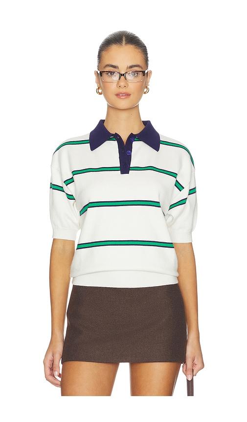 all the ways x ivana ramirez francesca polo top in white,green.