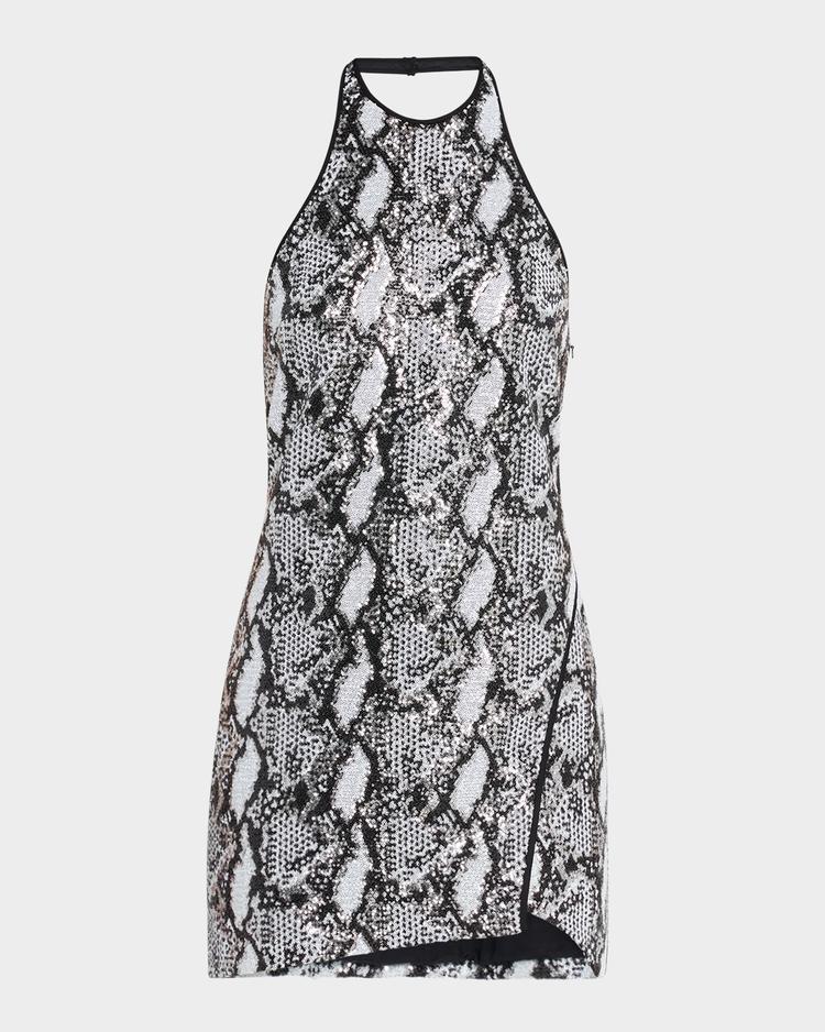 allany sequined halter mini dress