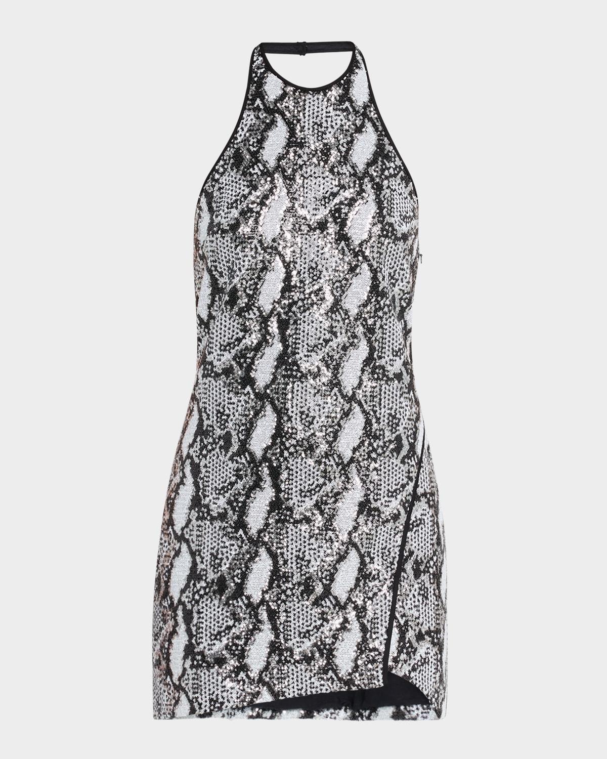 allany sequined halter mini dress