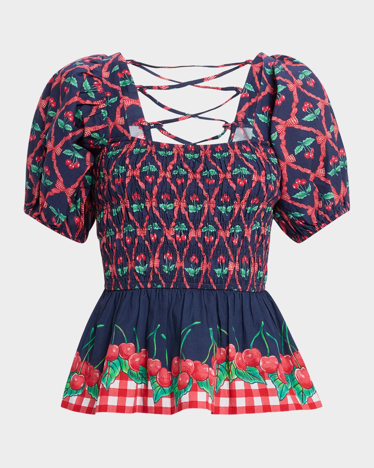 allegra cherry pie smocked blouse
