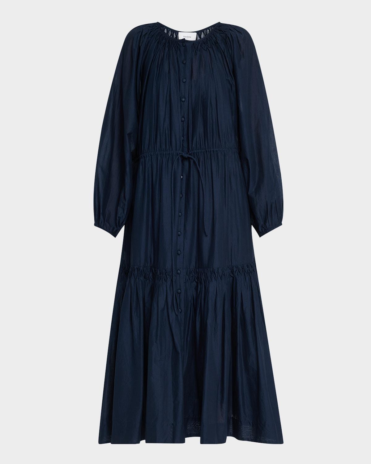 allegra tiered smocked cotton midi dress