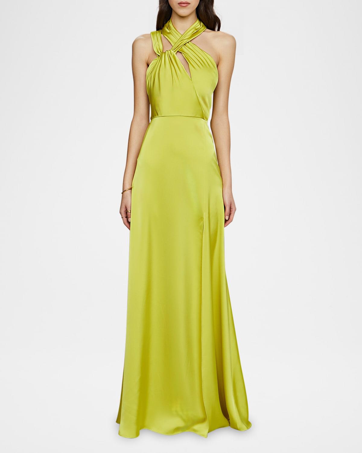 allen strappy satin gown