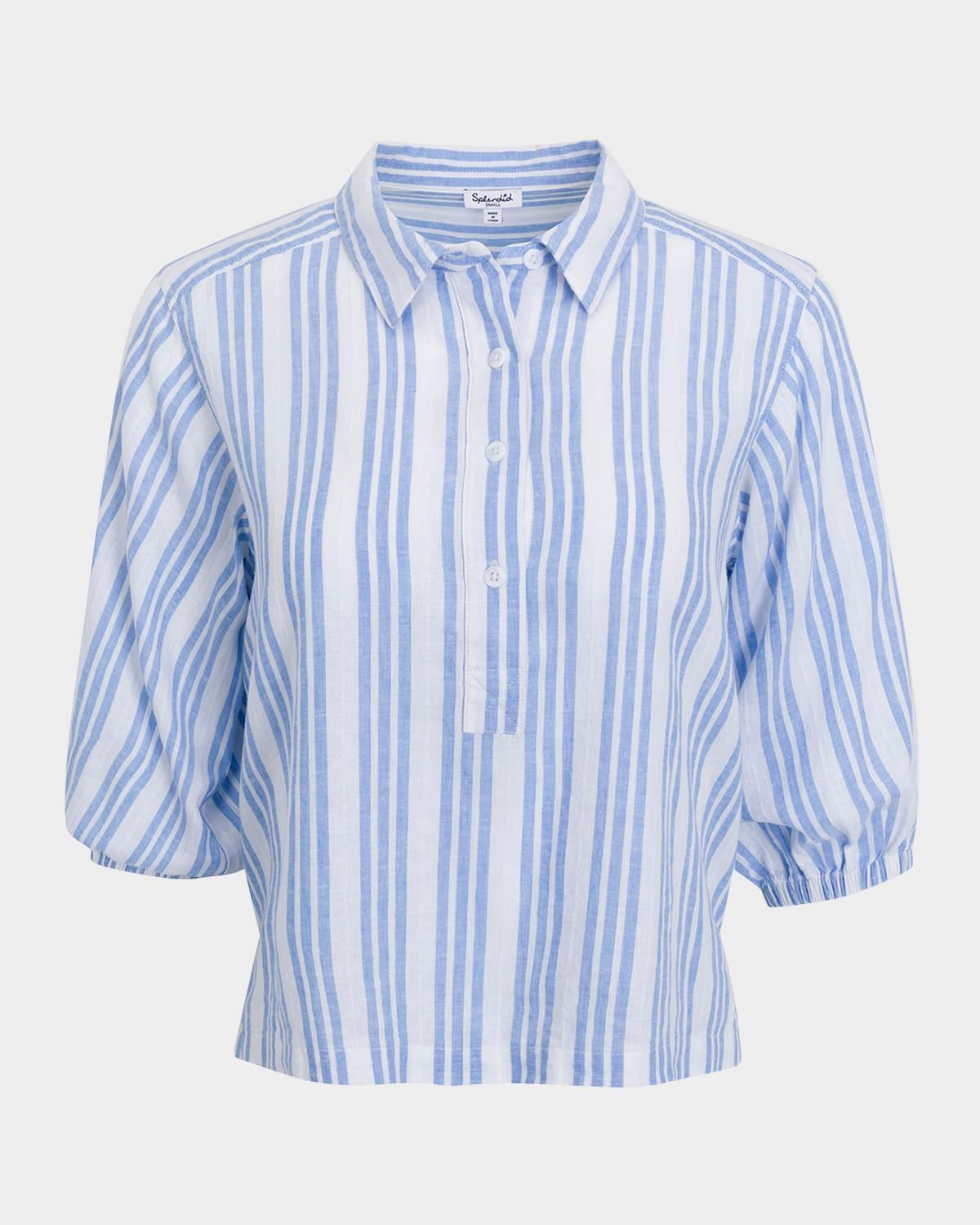 allison striped linen-blend top
