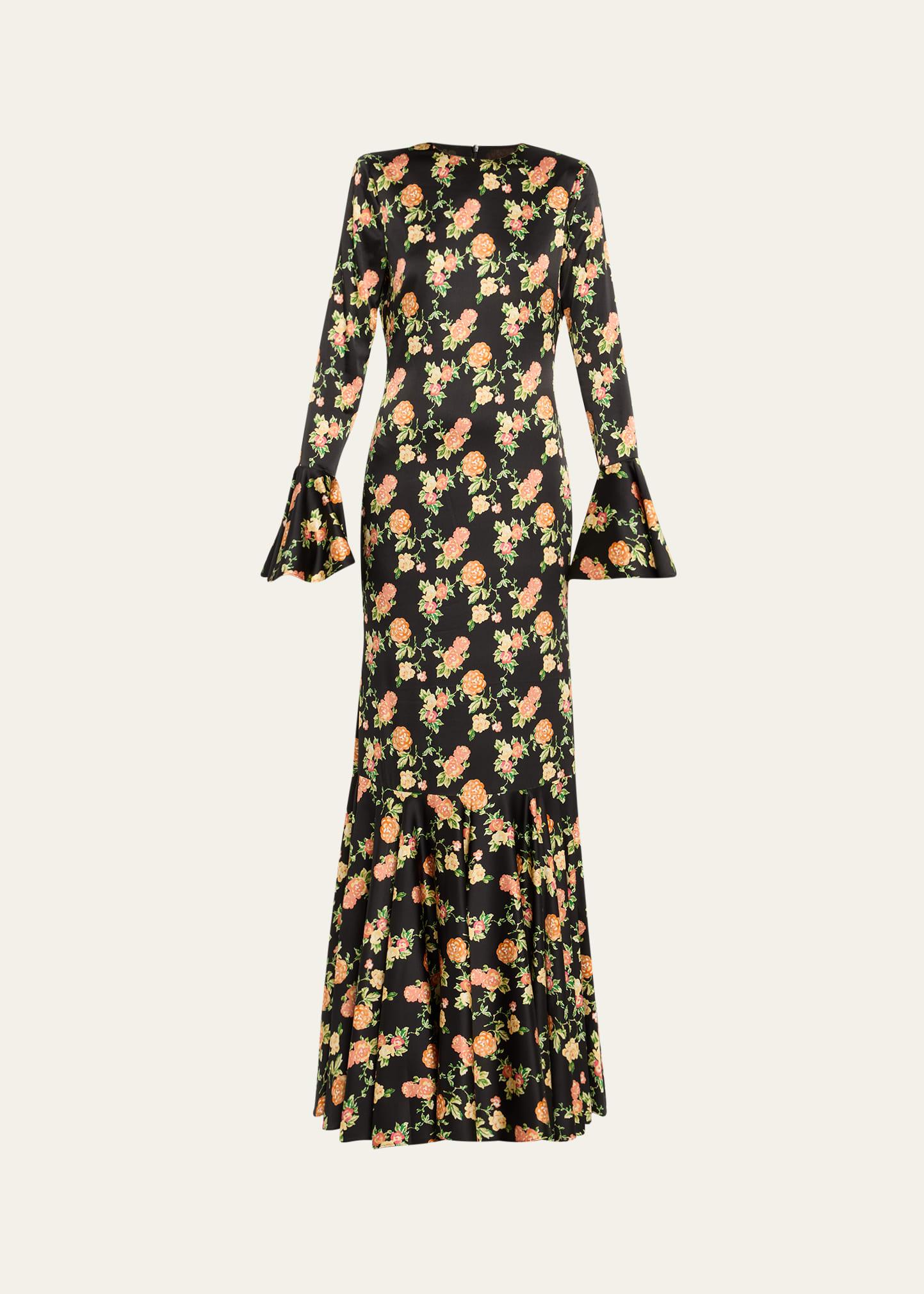 allonia floral silk gown