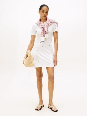 allover flag  slim stretch polo dress