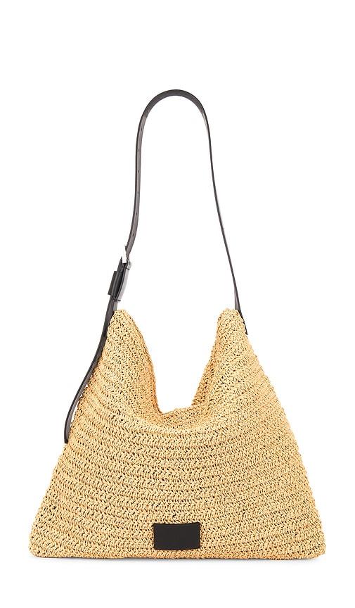 allsaints asha paper shoulder bag in black.