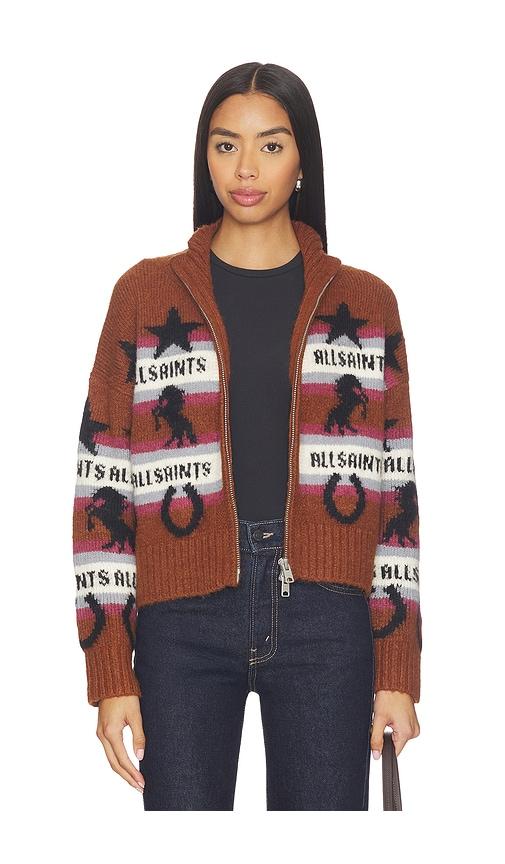 allsaints epona cardigan in cognac.