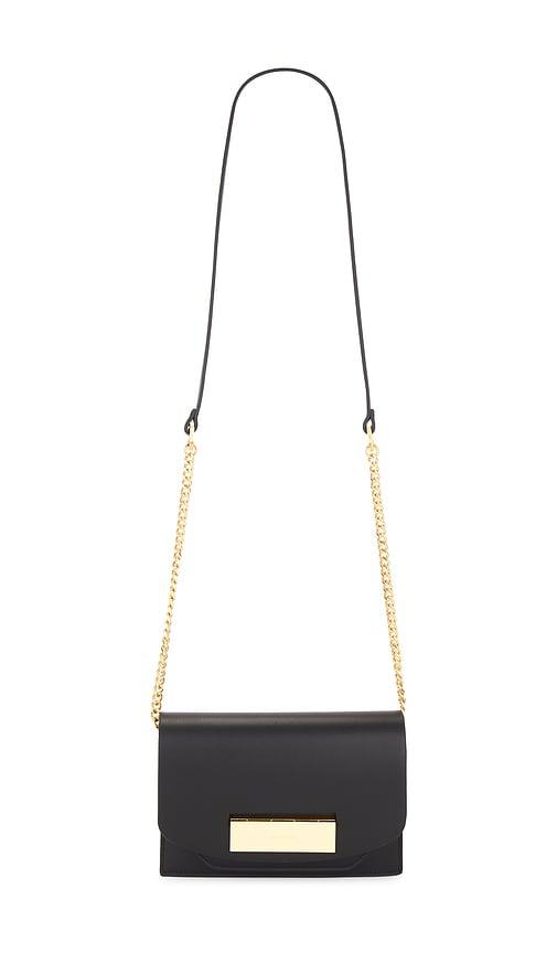 allsaints etta clutch in black.