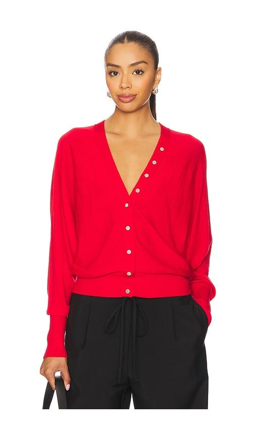 allsaints honor cardigan in red.