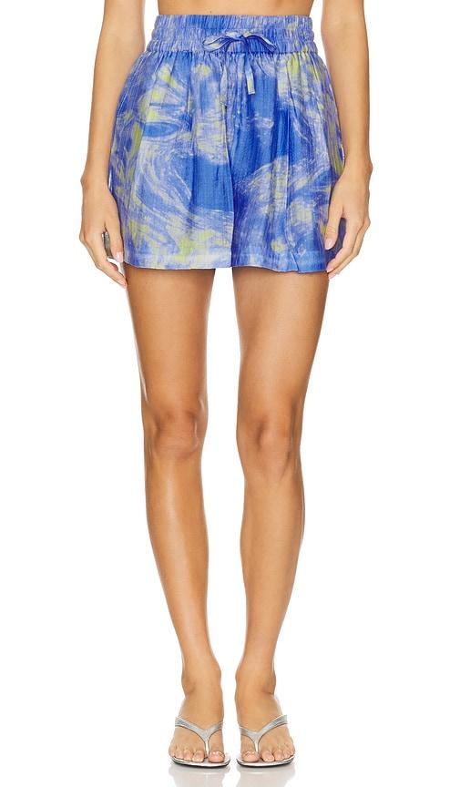 allsaints isla inspiral short in blue.