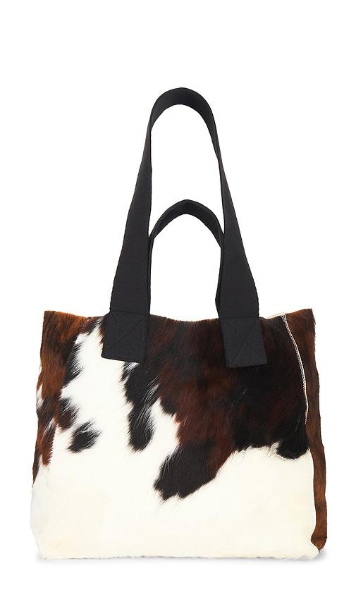 allsaints izzy tote bag in brown,white.
