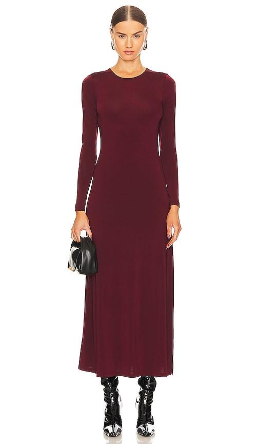 allsaints katlyn maxi dress in burgundy.