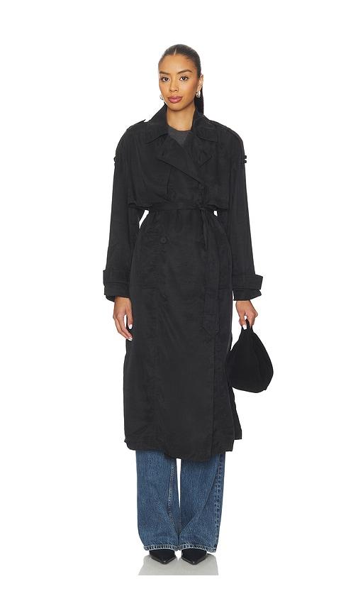 allsaints linnie trenchcoat in black.