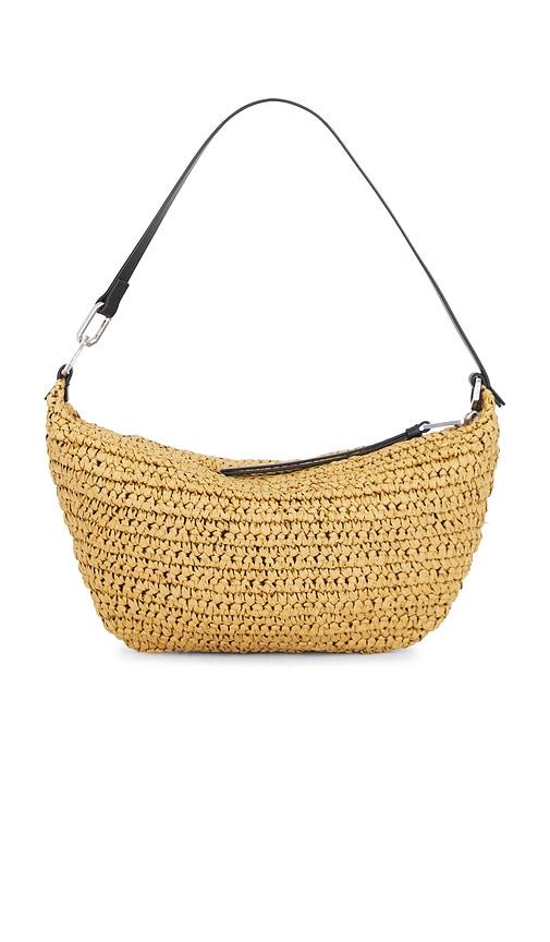 allsaints luna micro paper shoulder bag in neutral.