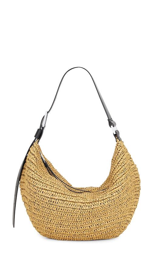 allsaints luna paper shoulder bag in neutral.