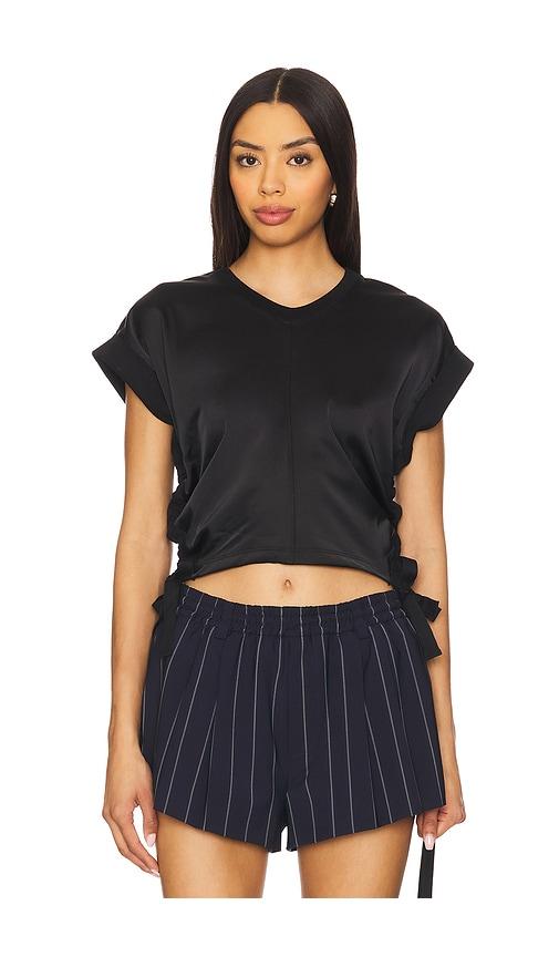 allsaints mira satin tee in black.
