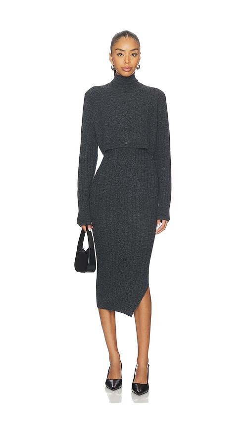 allsaints sabine dress in charcoal.