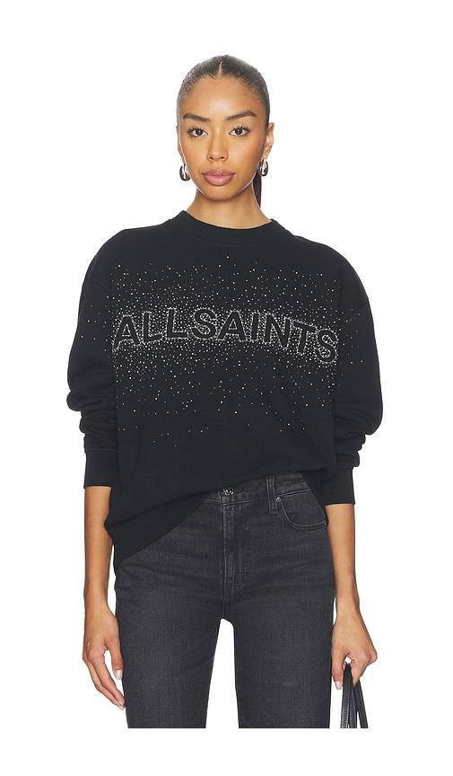 allsaints sprinkle etta sweatshirt in black.