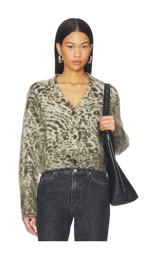 allsaints wick amur cardigan in light grey,dark green.
