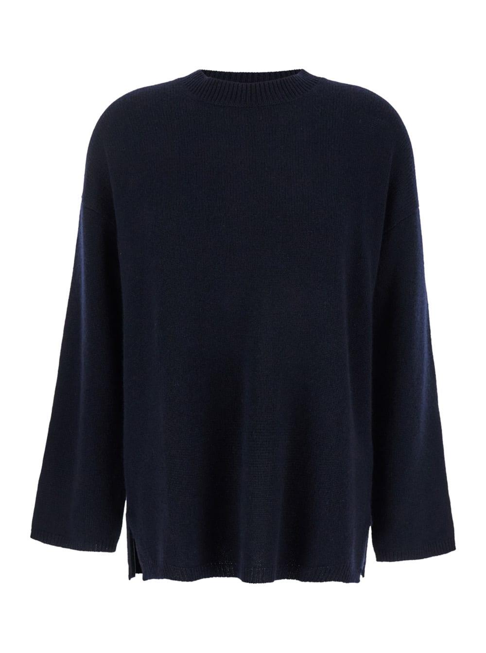 allude blue relaxed crewneck sweater in cashmere woman