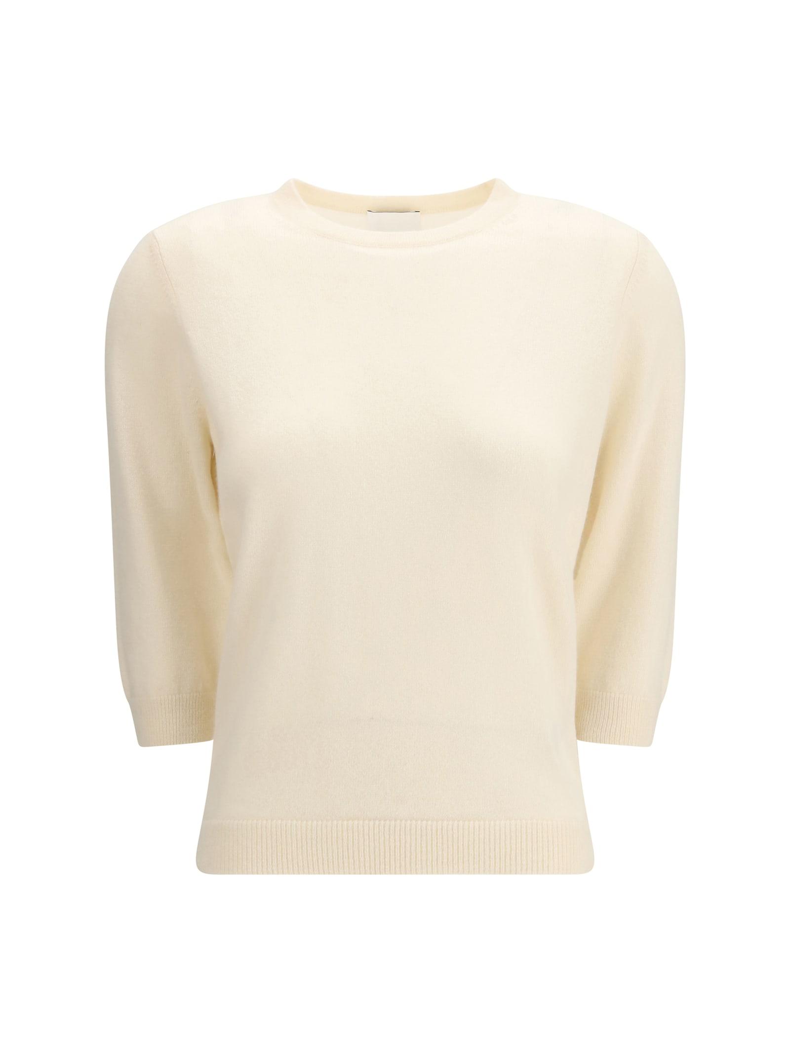 allude crew-neck sweater with three-quarter sleeves