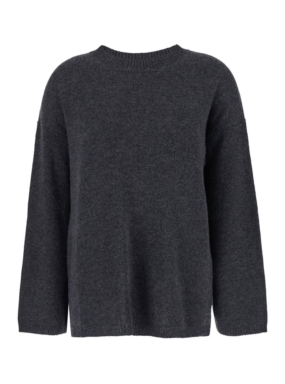 allude grey relaxed crewneck sweater in cashmere woman
