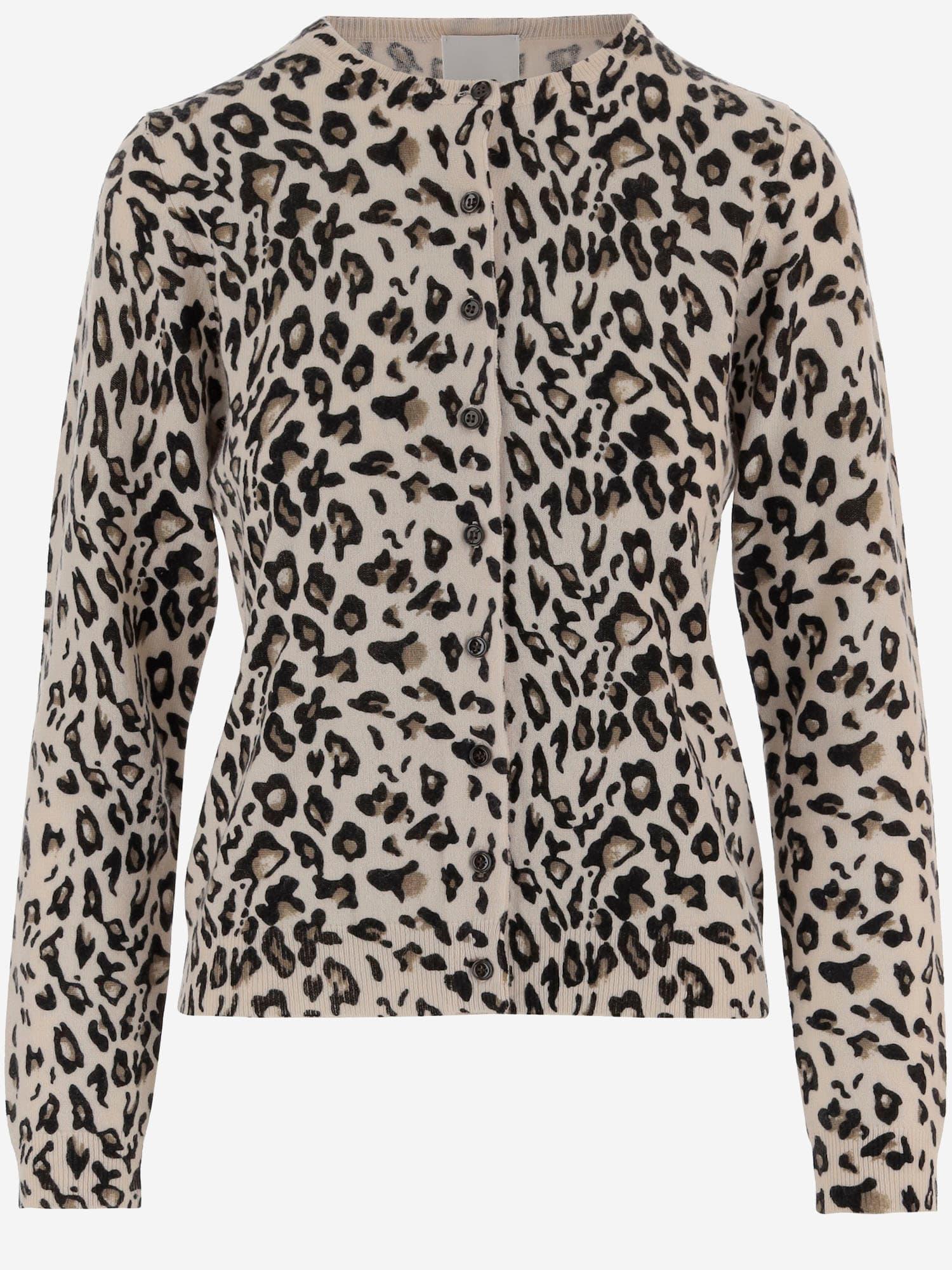 allude leopard print wool and cashmere cardigan