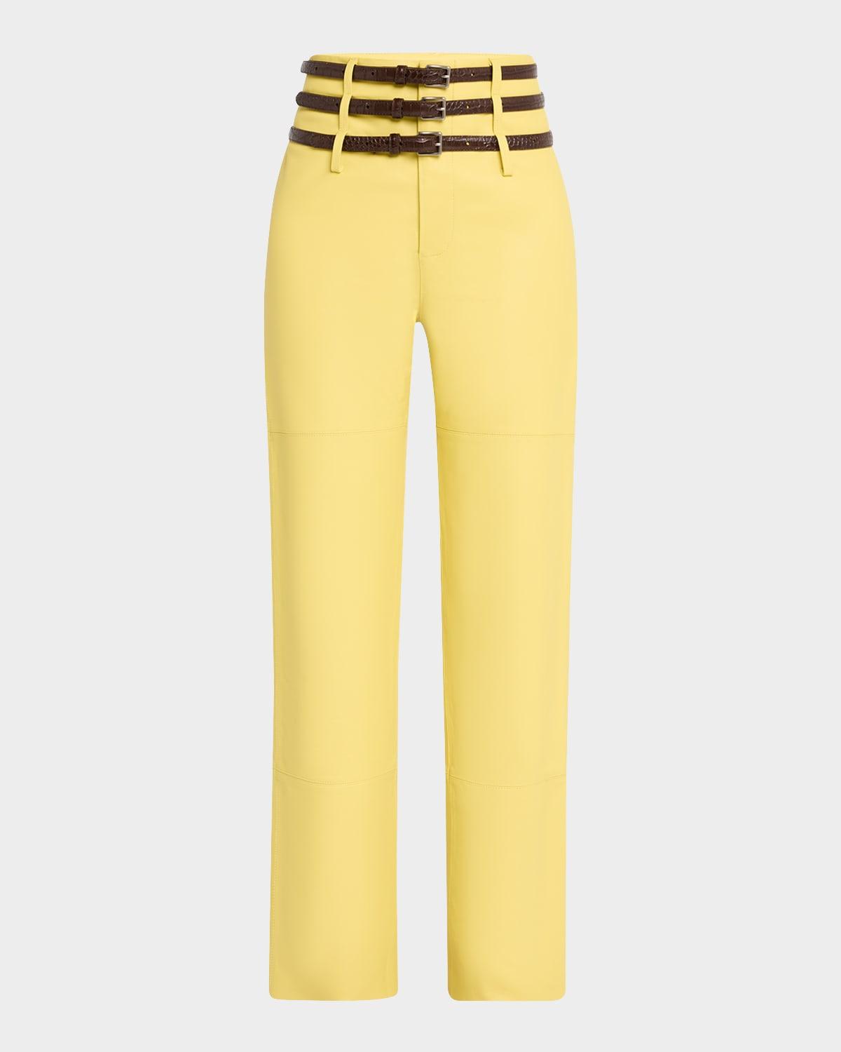 ally leather trousers with triple belt