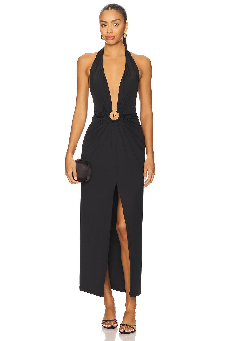 alma plunging midi dress