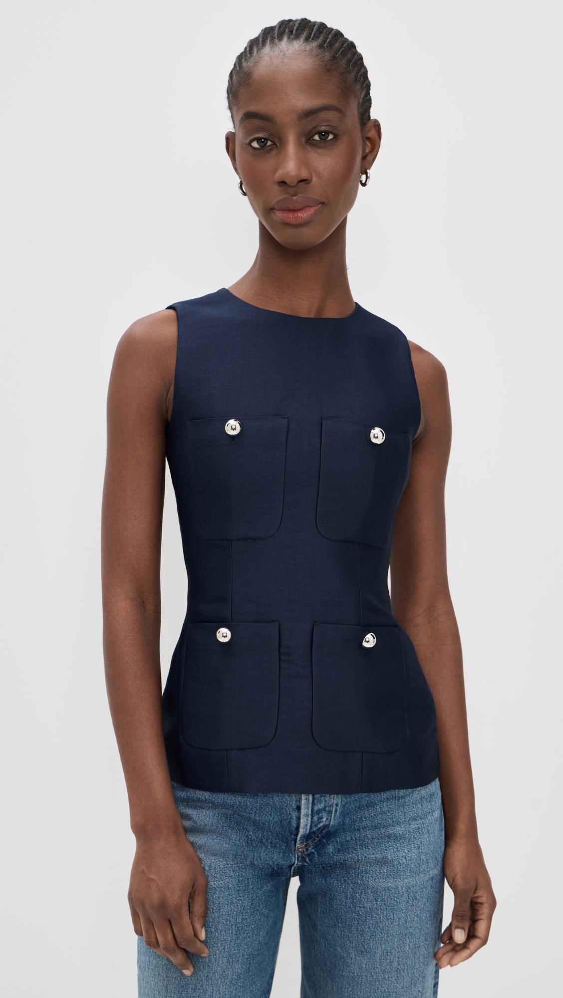 alma satin pocket top