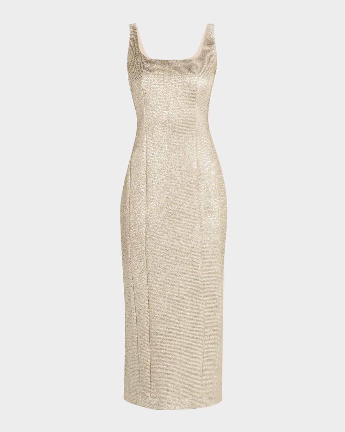 alma sheath metallic tweed dress