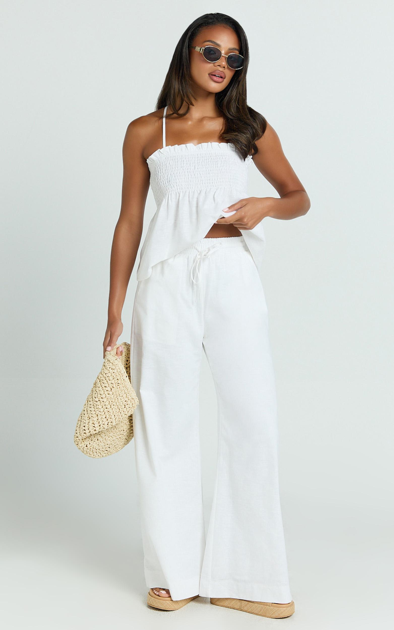alma two piece set - cotton cami pant set in white
