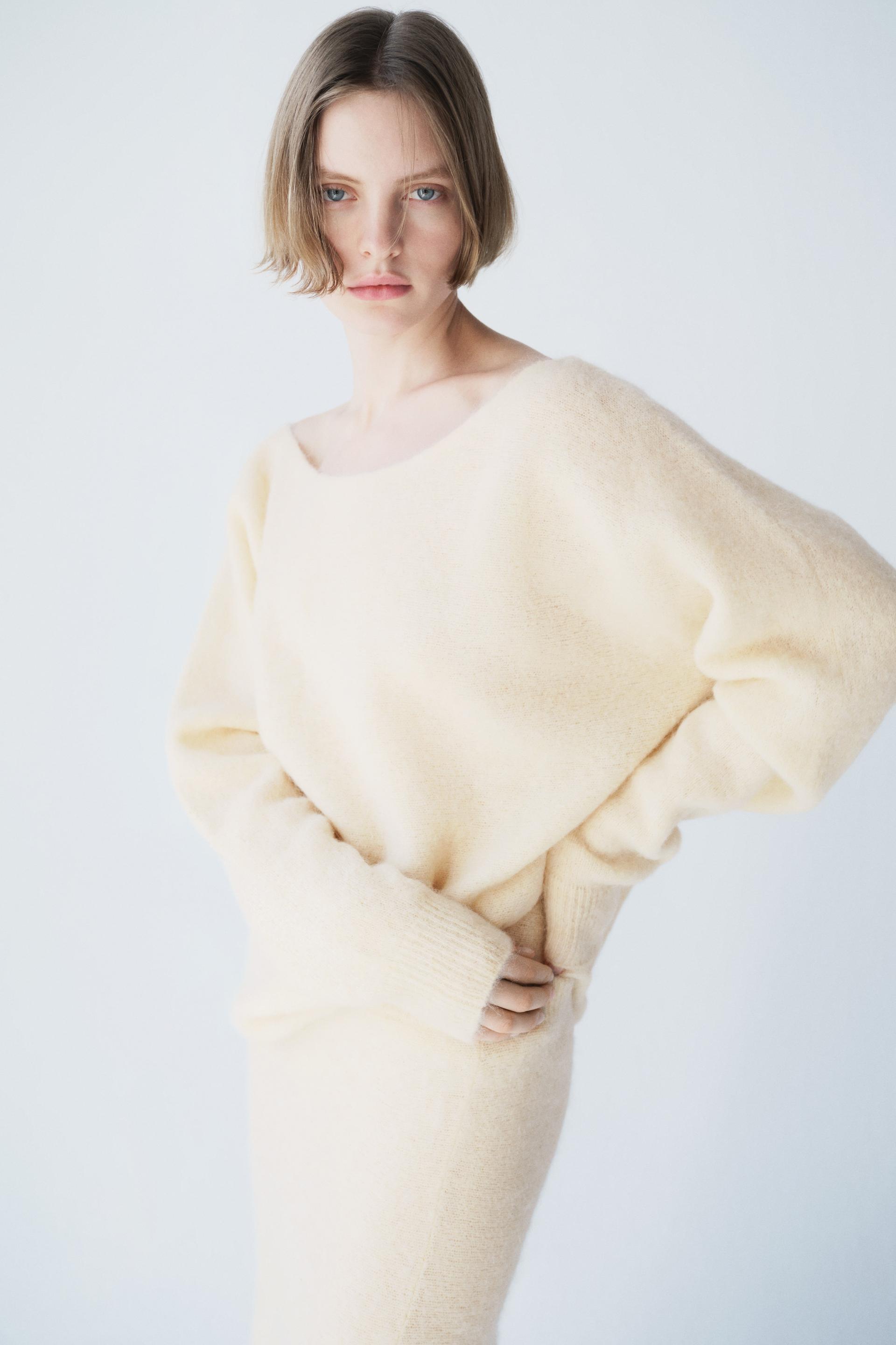 alpaca-blend one-shoulder sweater