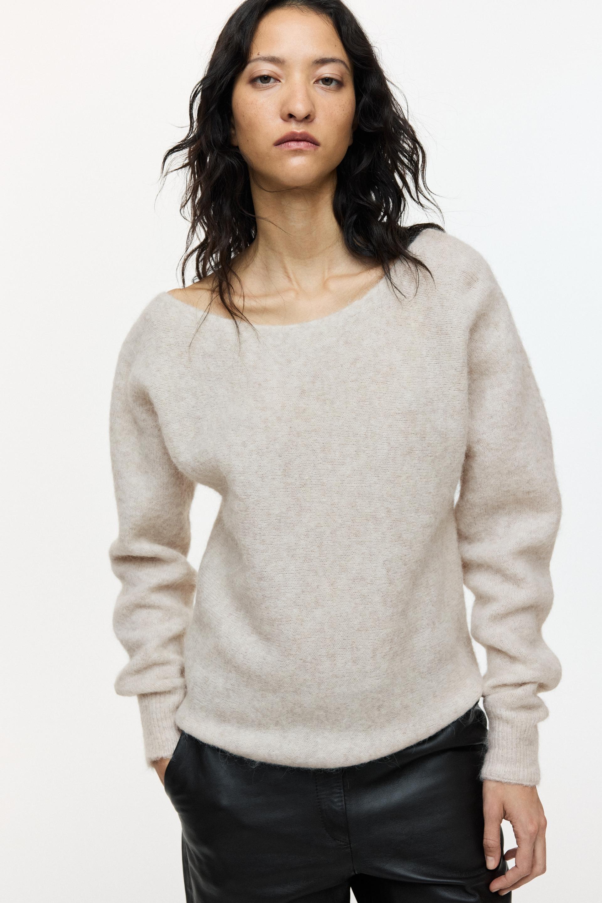 alpaca-blend one-shoulder sweater