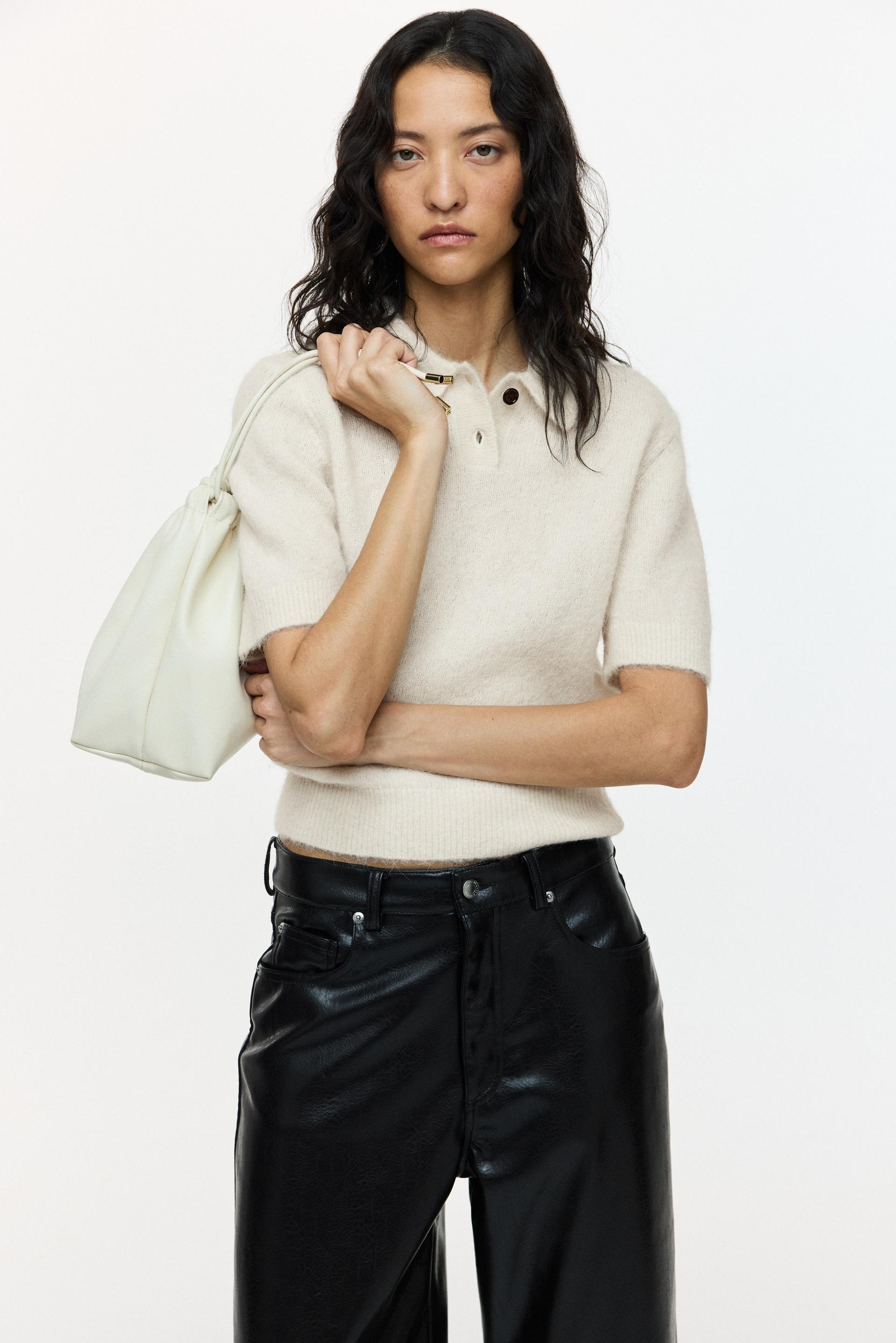 alpaca-blend polo shirt