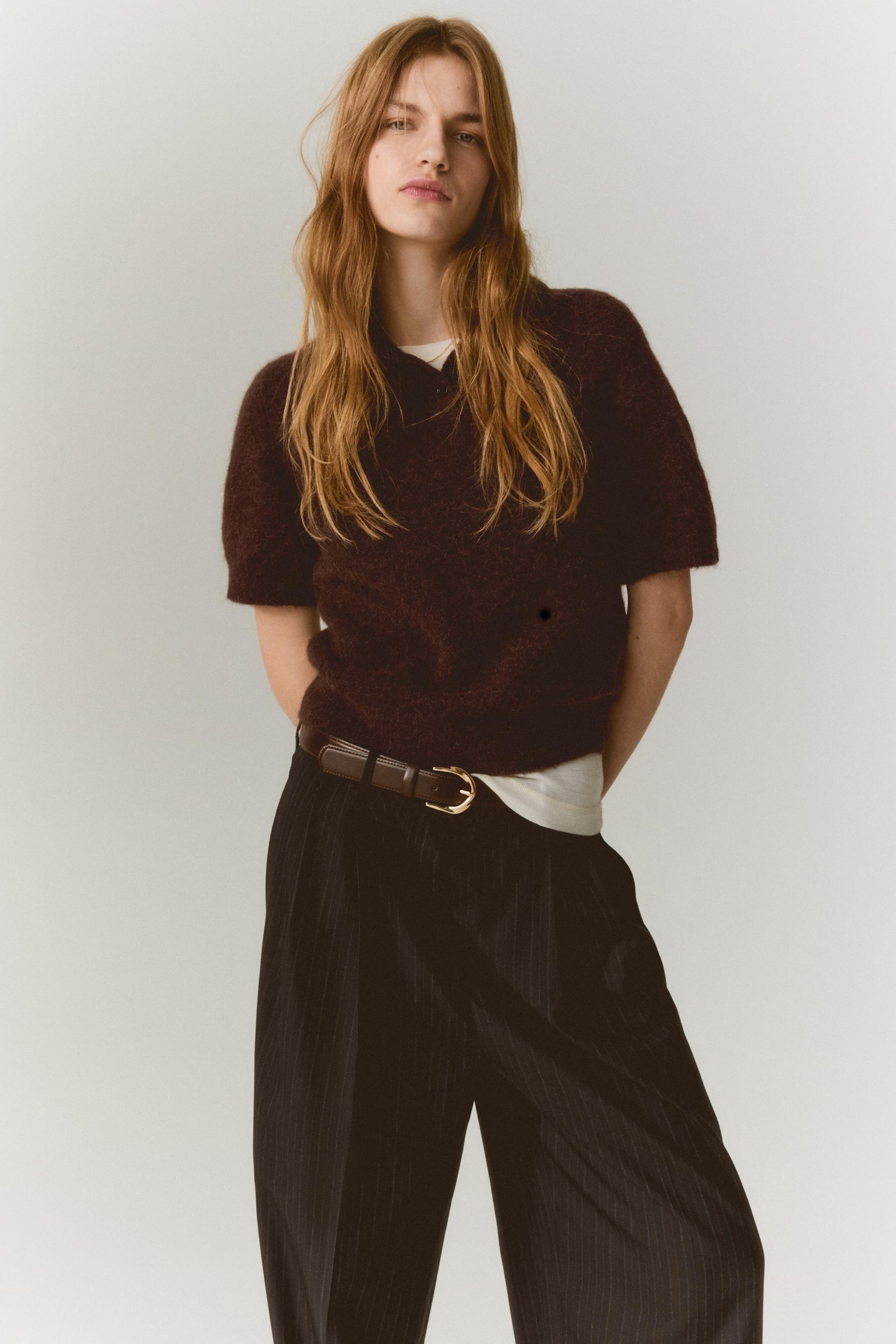 alpaca-blend polo shirt