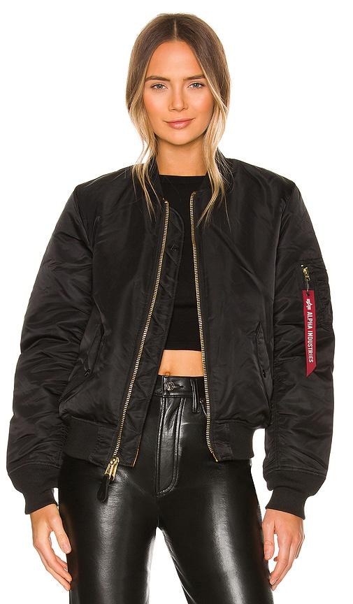 alpha industries ma-1 w bomber in black.
