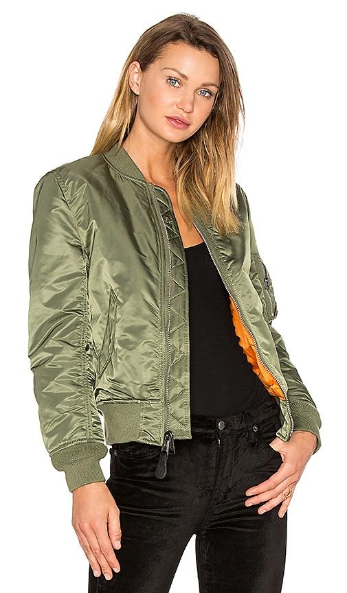 alpha industries ma-1 w bomber in green.
