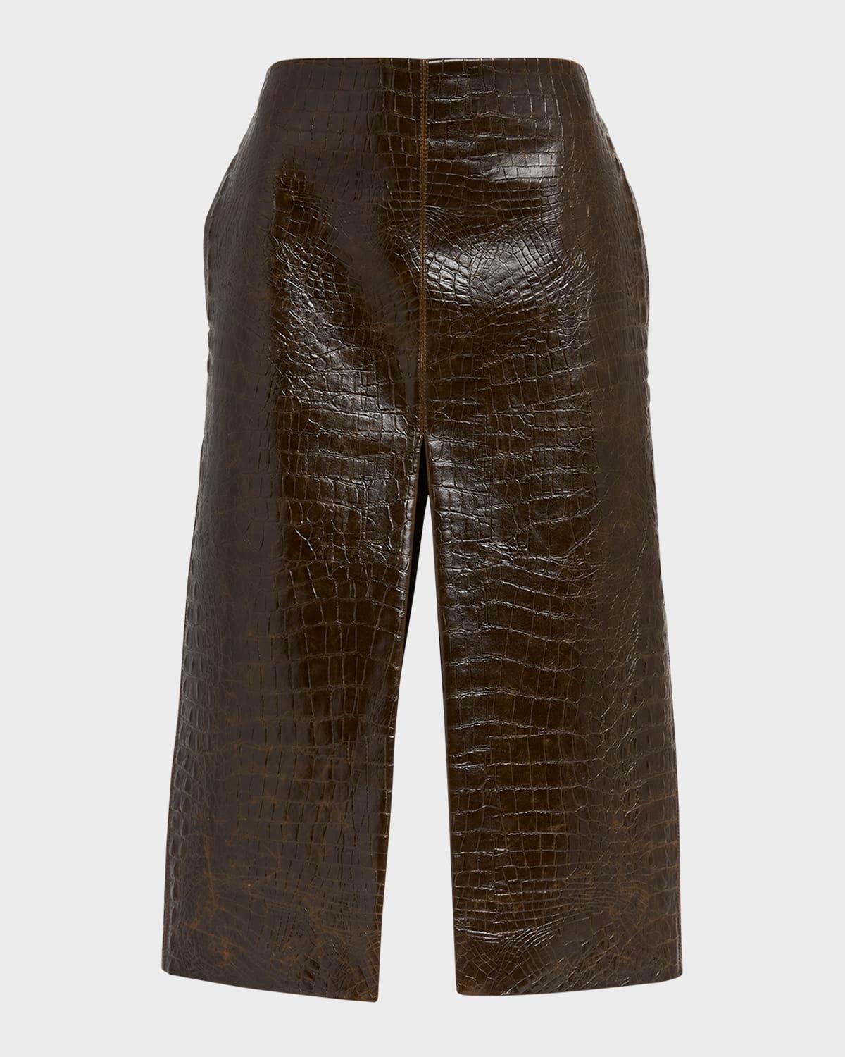 altermat croc-embossed midi skirt