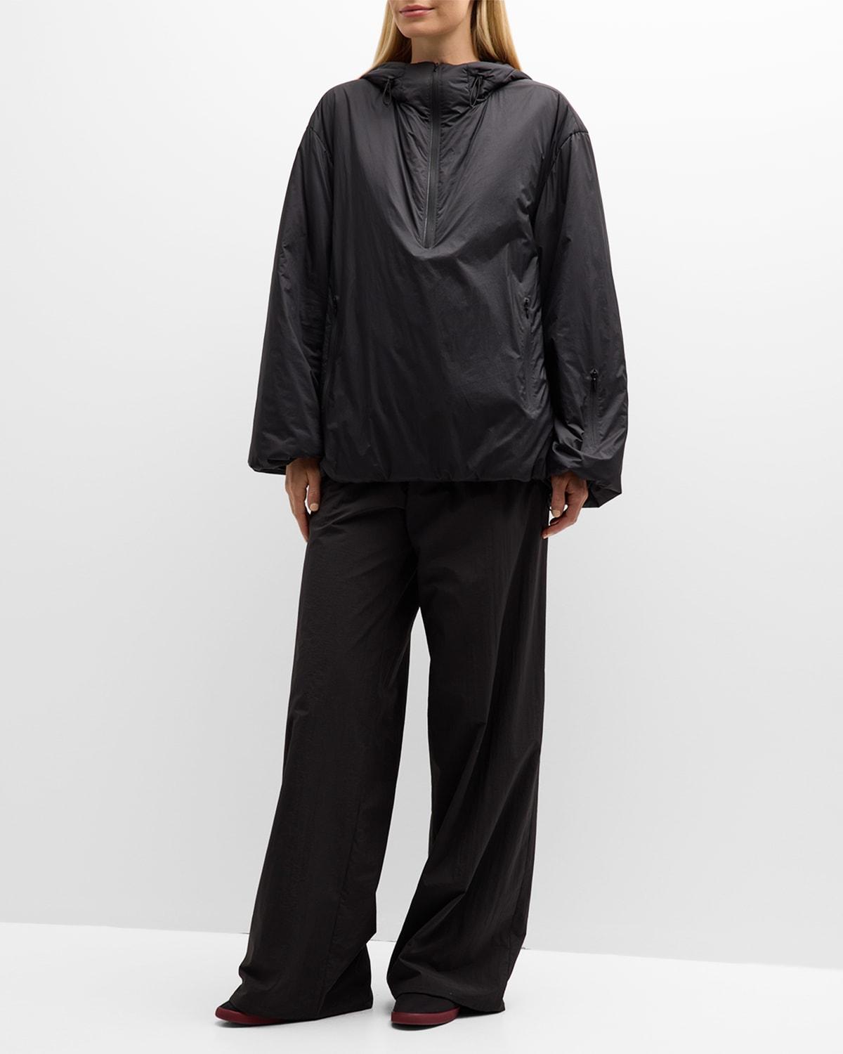 althena padded hooded quarter-zip track jacket