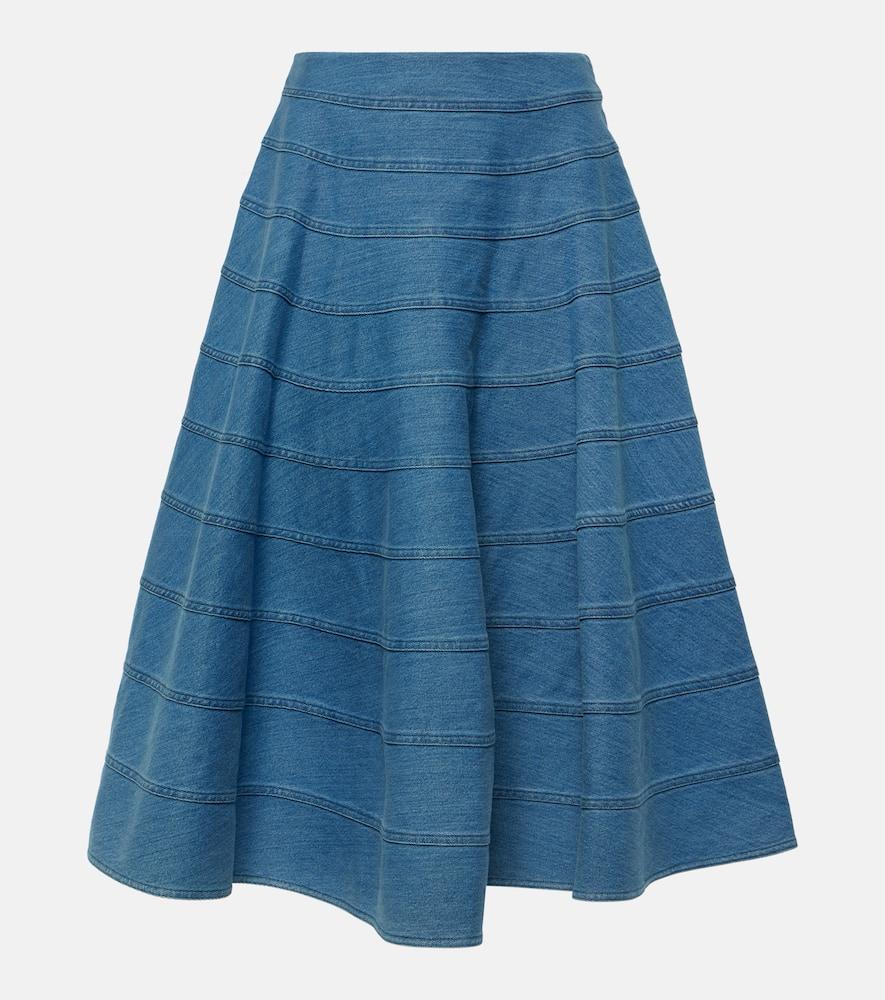 altuzarra grace paneled denim midi skirt