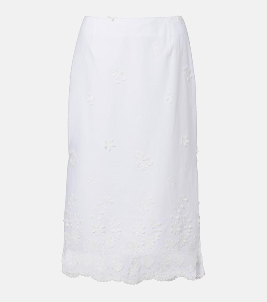 altuzarra malik embroidered cotton midi skirt