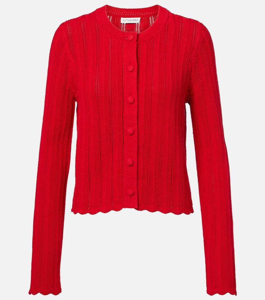 altuzarra mariette scalloped pointelle cotton cardigan